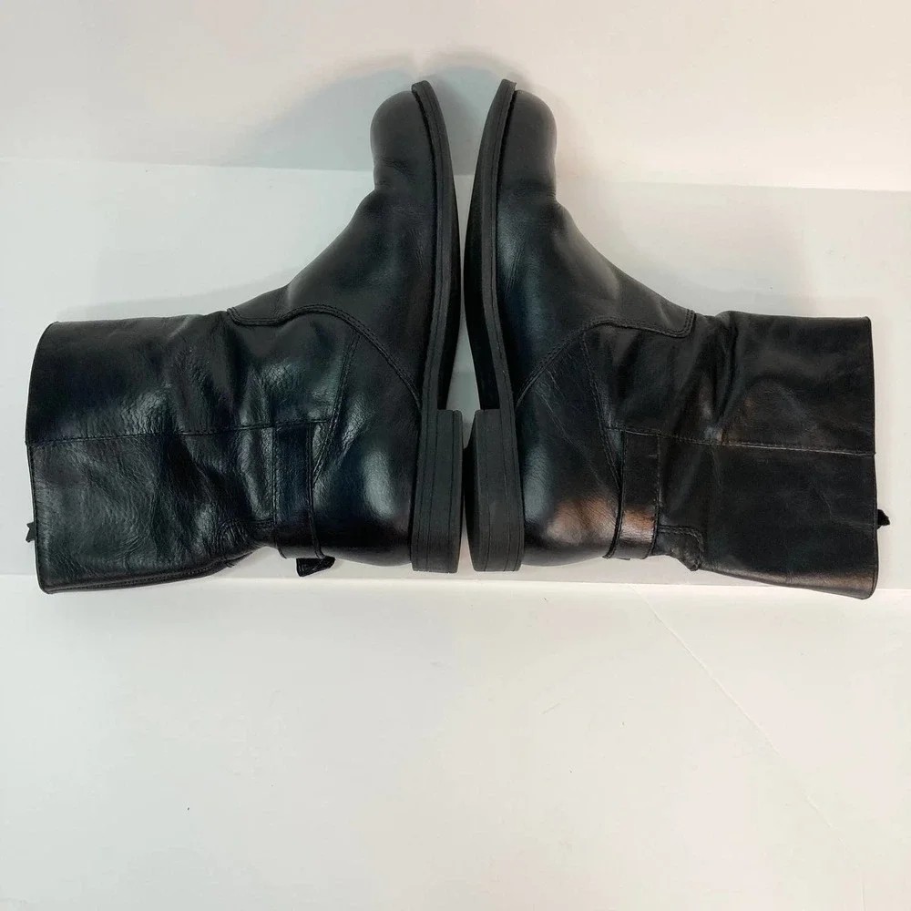 Nine West Black Leather Moto Style Biker Boots Women's Size 8M Buckle Zipper - Picture 13 of 16
